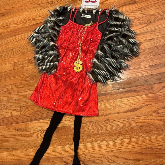 HOOKER CALL GIRL WOMENS size S/M Full Get Up Costume - Picture 4 of 8